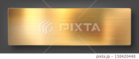 Realistic metal banner. Brushed steel or aluminium plate. Polished metal surface. Old grunge texture with scratches. Vector illustration 138420448