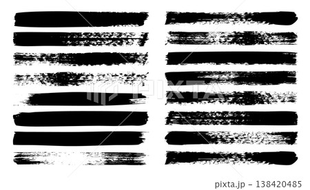 Long grunge brush strokes, lines, ink smudges, hand-drawn scribble shapes. Handmade sketchy marks, stains, charcoal streaks. Paint textures, dry brush effect. Marker underline. Vector illustration Long grunge brush strokes, lines, ink smudges, hand-drawn scribble shapes. Handmade sketchy marks, stains, charcoal streaks. Paint textures, dry brush effect. Marker underline. Vector illustration 138420485