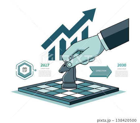 Infographic strategic business growth planning with chess move layout. Infographic strategic business growth planning with chess move layout. 138420500