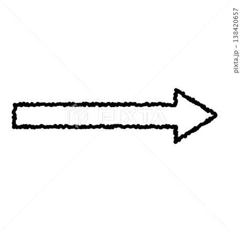 右方向を真っ直ぐに指し示すシンプルな黒枠の矢印イラスト 138420657