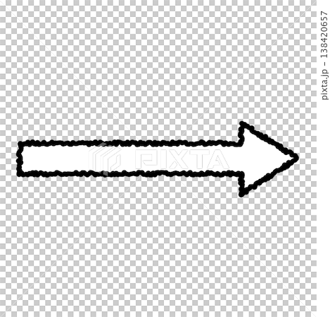 右方向を真っ直ぐに指し示すシンプルな黒枠の矢印イラスト 138420657