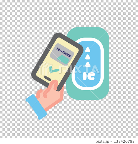 スマホのモバイルICカードで改札を通るイラスト 138420788