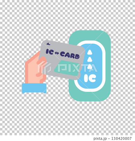ICカードで改札を通るイラスト 左手でICカードを持つ 138420807