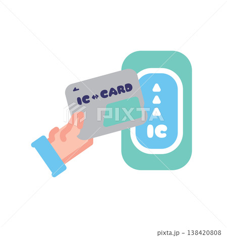 ICカードで改札を通るイラスト ICカードで改札を通るイラスト 138420808