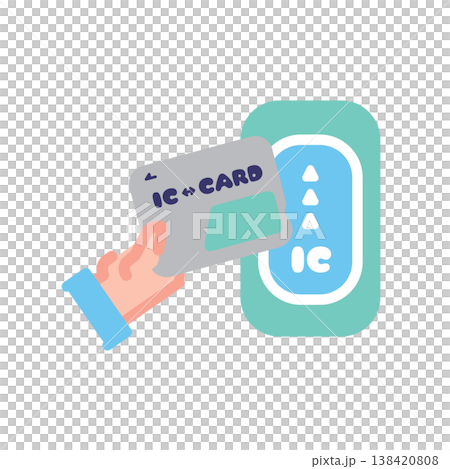 ICカードで改札を通るイラスト ICカードで改札を通るイラスト 138420808