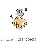 腹痛でお腹を押さえる女性　単品 138420933