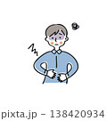 腹痛でお腹を押さえる男性　単品 138420934