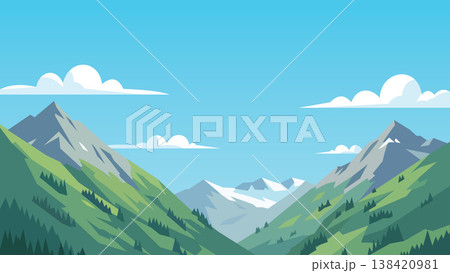 mountain landscape with blue sky 138420981
