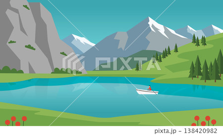 landscape with lake and mountains landscape with lake and mountains 138420982