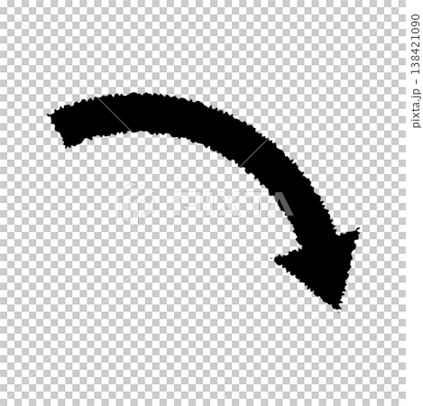 A black, solid-color arrow illustration that curves smoothly downwards and to the right. A black, solid-color arrow illustration that curves smoothly downwards and to the right. 138421090