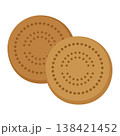 Two round, crispy biscuits with a dotted texture. It is suitable for decorating pastries, desserts and food packaging. Flat vector illustration. 138421452