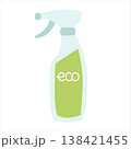 Eco-friendly household cleaner in a spray bottle with a green label. A waste-free lifestyle. Flat vector illustration. 138421455