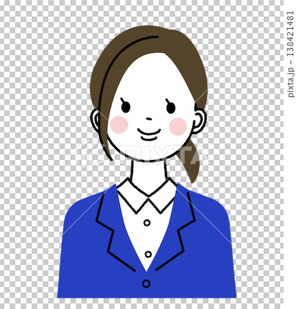 A young woman with a smile wearing a navy blue suit A young woman with a smile wearing a navy blue suit 138421481