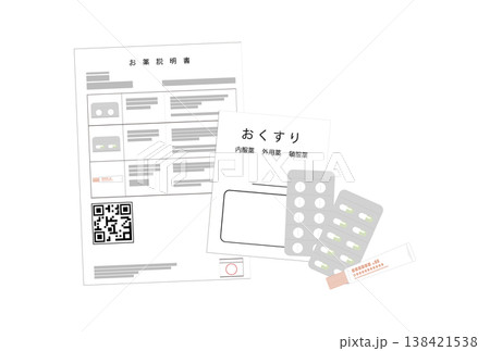 処方された薬と薬の説明書のイラスト 処方された薬と薬の説明書のイラスト 138421538