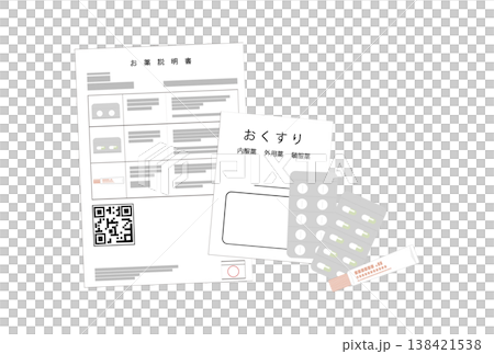 処方された薬と薬の説明書のイラスト 処方された薬と薬の説明書のイラスト 138421538