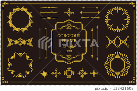 Luxurious and opulent gold frame material 138421608