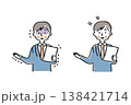 緊張で震えながら話す男性と笑顔で話す男性　ビフォーアフター 138421714