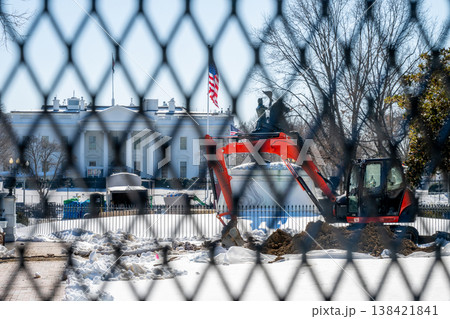 Construction work is happening near the White House as workers clear snow and dirt in Washington D.C 138421841