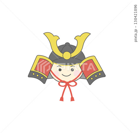 こどもの日素材 兜をかぶった男の子のイラスト シンプル こどもの日素材 兜をかぶった男の子のイラスト シンプル 138421896