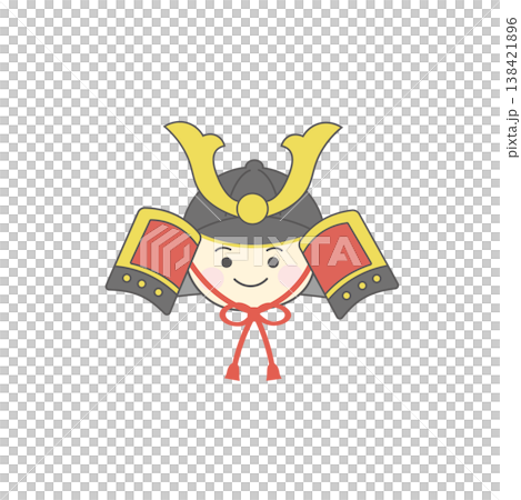 Children's Day material: Simple illustration of a boy wearing a samurai helmet. 138421896