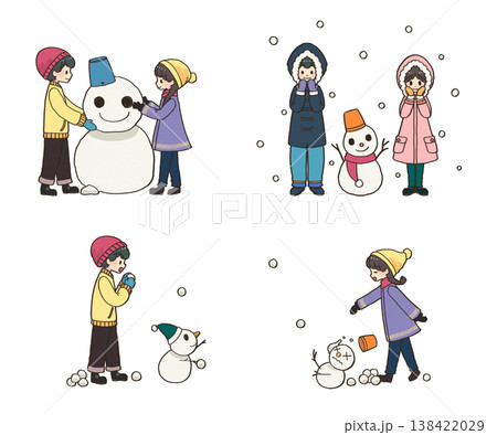 雪遊びを楽しむ子どもたち 138422029