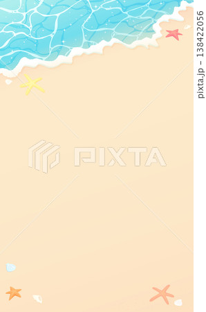 キラキラした波打ち際と砂浜の背景_縦 138422056