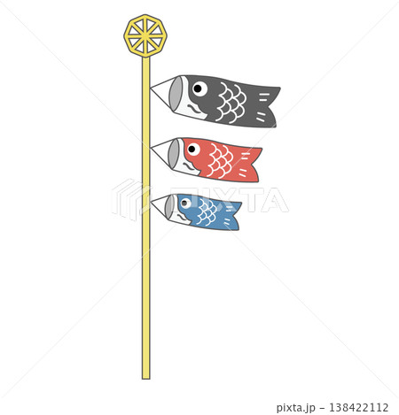 こどもの日の素材 黒と赤と青の鯉のぼりのイラスト シンプル こどもの日の素材 黒と赤と青の鯉のぼりのイラスト シンプル 138422112