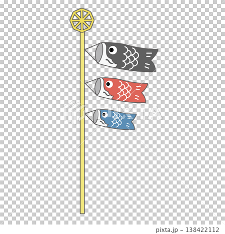 こどもの日の素材 黒と赤と青の鯉のぼりのイラスト シンプル こどもの日の素材 黒と赤と青の鯉のぼりのイラスト シンプル 138422112