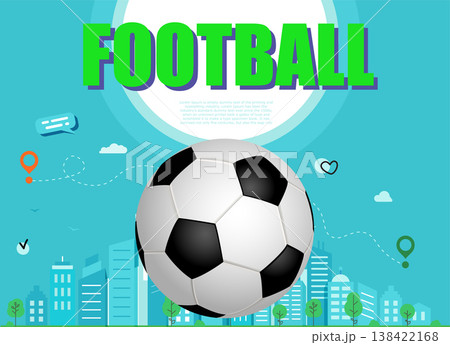 silhouette, soccer ball. Soccer Template design , Football banner, Sport layout design. city blue. vector illustration silhouette, soccer ball. Soccer Template design , Football banner, Sport layout design. city blue. vector illustration 138422168