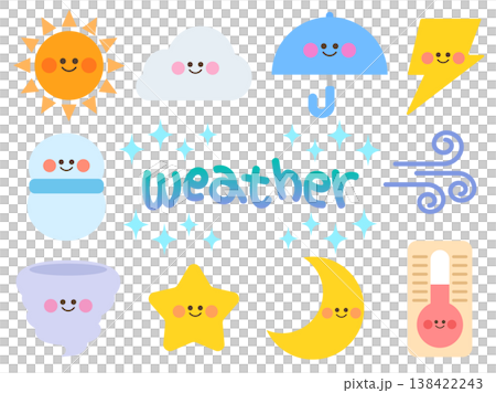 一組可愛的天氣插圖 一組可愛的天氣插圖 138422243