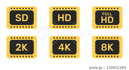 Video Resolution Icons In Silhouette Set. Digital Display Quality Symbol Collection. Video and TV Size Resolution Icons. Multimedia And Technology Use. Isolated Vector Illustration Video Resolution Icons In Silhouette Set. Digital Display Quality Symbol Collection. Video and TV Size Resolution Icons. Multimedia And Technology Use. Isolated Vector Illustration 138422389