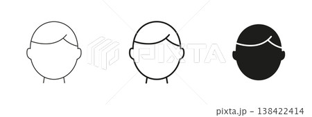 Male Avatar Profile Line And Solid Icon Set. User Identification, Social Media Profile, And Online Presence Outline And Silhouette Symbol Collection. Isolated Vector Illustration 138422414