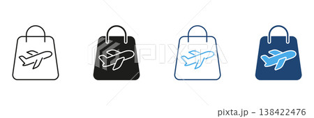 Travel Shopping, Duty-Free Purchases, And Aviation Retail Symbol Collection. Shopping Bag With Airplane Icon Set. Tourism And Travel Retail Concept. Isolated Vector Illustration Travel Shopping, Duty-Free Purchases, And Aviation Retail Symbol Collection. Shopping Bag With Airplane Icon Set. Tourism And Travel Retail Concept. Isolated Vector Illustration 138422476
