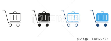 Luggage Trolley Icon Set. Travel And Airport Baggage Handling Symbol Collection. Suitcase Transportation And Logistics Representation. Isolated Vector Illustration Luggage Trolley Icon Set. Travel And Airport Baggage Handling Symbol Collection. Suitcase Transportation And Logistics Representation. Isolated Vector Illustration 138422477