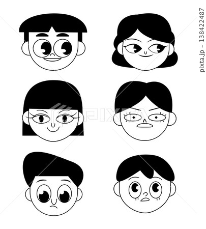 Cartoon face illustration for character design, facial expression, avatar and display Cartoon face illustration for character design, facial expression, avatar and display 138422487