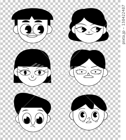 Cartoon face illustration for character design, facial expression, avatar and display Cartoon face illustration for character design, facial expression, avatar and display 138422487