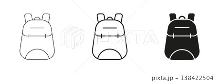 Backpack Line And Solid Icon Set. Travel, School, And Outdoor Gear Outline And Silhouette Symbol Collection. Versatile Bag Design For Various Activities. Isolated Vector Illustration Backpack Line And Solid Icon Set. Travel, School, And Outdoor Gear Outline And Silhouette Symbol Collection. Versatile Bag Design For Various Activities. Isolated Vector Illustration 138422504