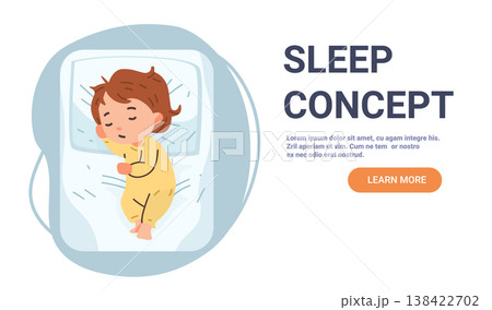 Sleeping child bedtime routine peaceful baby resting in bed cozy pajamas soft colors white background website banner 138422702