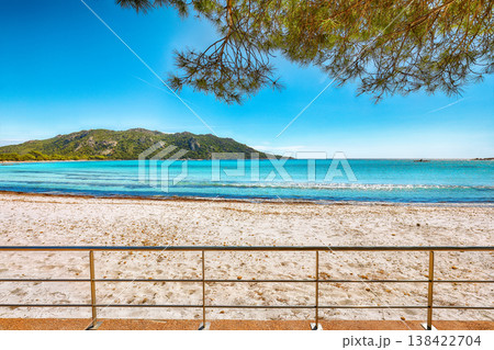 Breathtaking view of beach of Santa Giulia resort. Breathtaking view of beach of Santa Giulia resort. 138422704