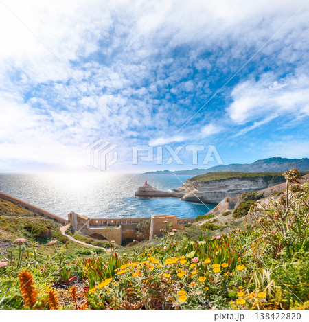 Unbelivable view of lighthouse near old town Bonifacio. Unbelivable view of lighthouse near old town Bonifacio. 138422820