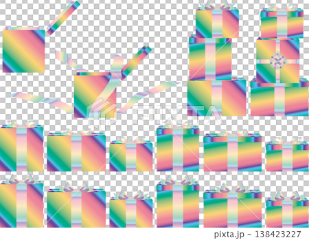 Next to the gift box, a rainbow, 20 faint rainbows. 138423227