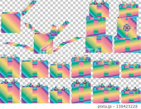 Next to the gift box, a rainbow, 21 dark rainbows. 138423228