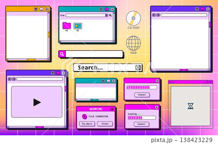 Retro Y2K computer window interface Retro Y2K computer window interface 138423229