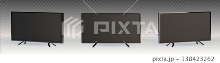 Modern flat screen TV, black frame and display Modern flat screen TV, black frame and display 138423262