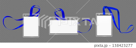 Id badge mockup, transparent plastic card holder Id badge mockup, transparent plastic card holder 138423277