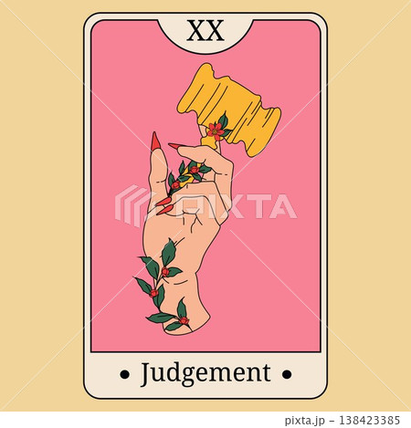 Justice and Judgement Tarot Card Symbolic Illustration 138423385