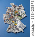 Miniature cityscape shaped as Germany map on flat background - ai generated 138423878