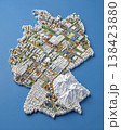 Miniature cityscape shaped as Germany map on flat background - ai generated 138423880