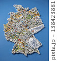 Miniature cityscape shaped as Germany map on flat background - ai generated 138423881