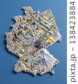 Miniature cityscape shaped as Germany map on flat background - ai generated 138423884